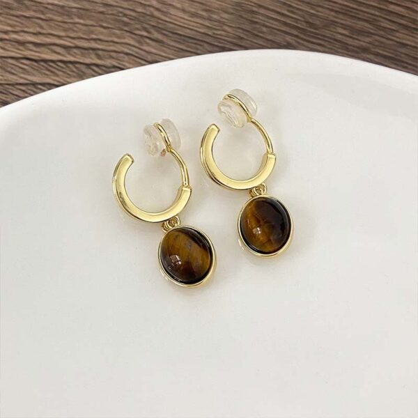 Good Fortune Tiger's Eye Ear Clips