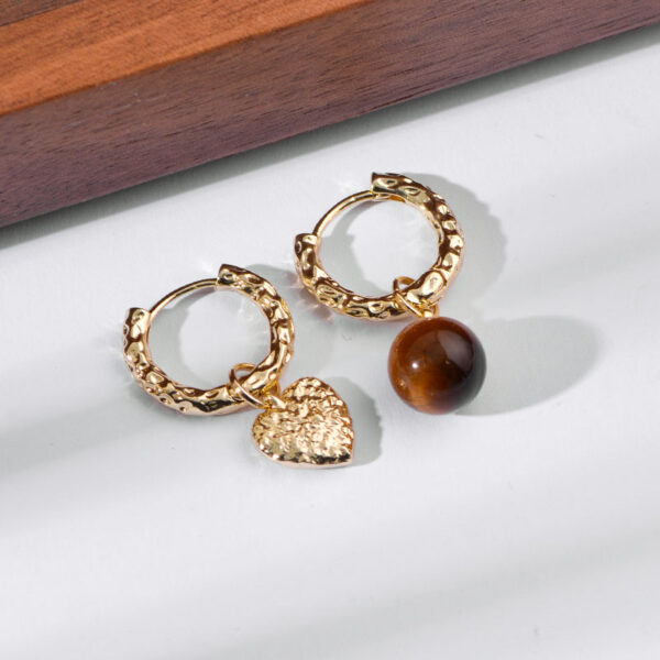 Golden Harmony Heart & Stone Earrings