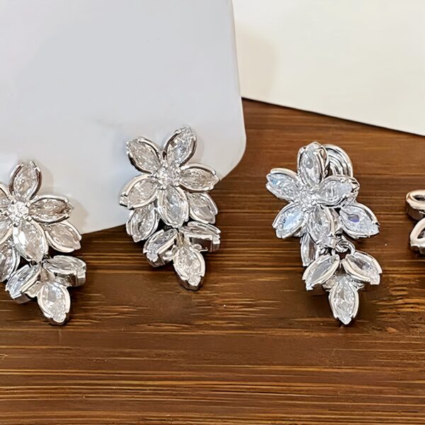 Crystal Petal Elegance Ear Clips - Image 2