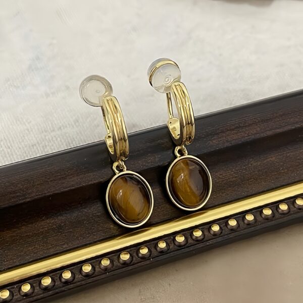 Golden Aura Tiger’s Eye Ear Clips