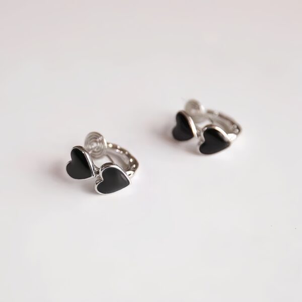 Midnight Heart Charm Ear Clips