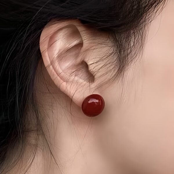 Classic Ruby Gloss Stud Ear Clips